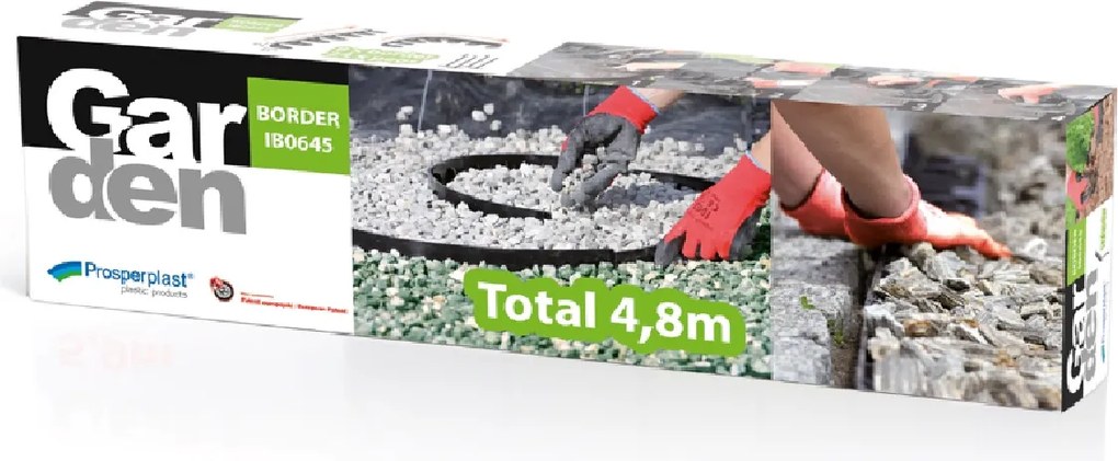 PROSPERPLAST Neviditeľný obrubník BORDER 0645 čierny 480 cm