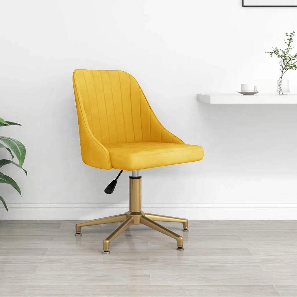 Otočná kancelárska stolička žltá zamatová 3090088