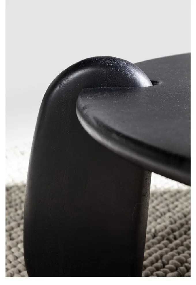 Čierny okrúhly konferenčný stolík z mangového dreva ø 80 cm Tamira – MOME