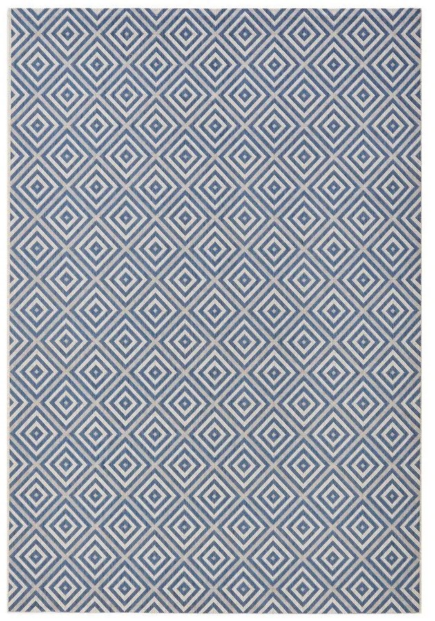 Modrý vonkajší koberec NORTHRUGS Karo, 80 × 150 cm