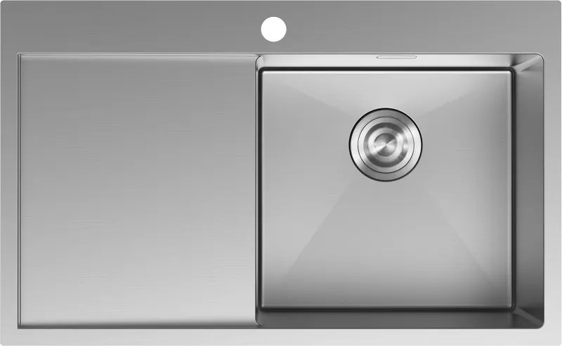 Mexen Exar oceľový kuchynský drez s 1 komorou a odkvapkávačom, pravý 780 x 480 mm, inox - 6434781010P-01