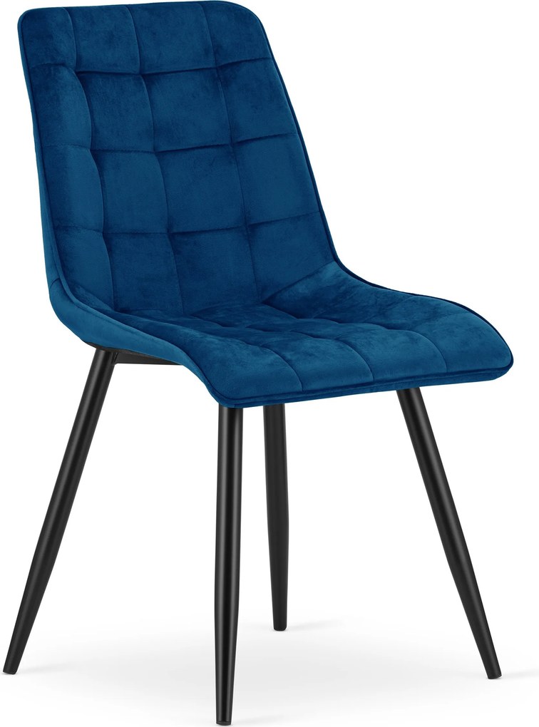 Dekorstudio Zamatová jedálenská stolička SPLIT – tmavomodrá s čiernymi nohami Počet stoličiek: 2ks