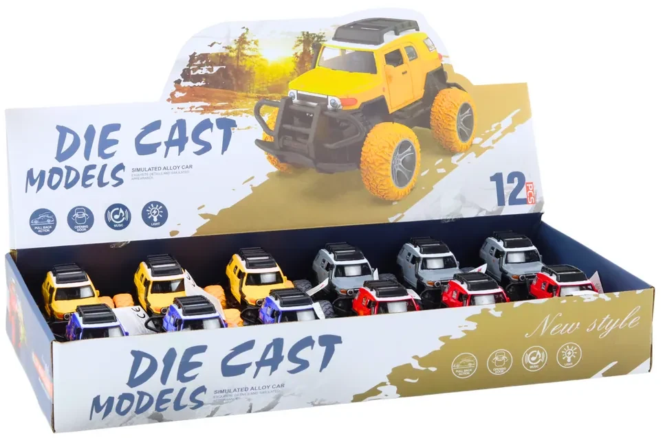LEAN TOYS Terénne auto 1:32, kovové, gumené kolesá, svetlá, zvuky