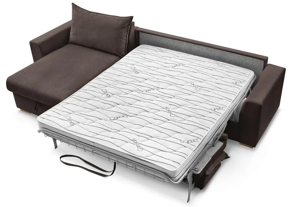 Hnedá menčestrová rozkladacia rohová pohovka (variabilná) Augustin – Bobochic Paris