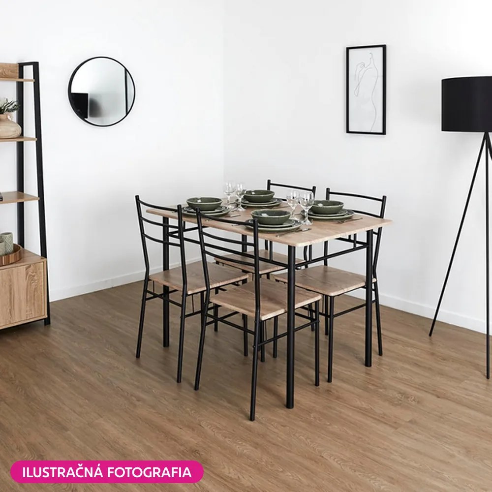Jedálenský set Metabolicas (dub sonoma + čierna) (pre 4 osoby). Vlastná spoľahlivá doprava až k Vám domov. 1116415