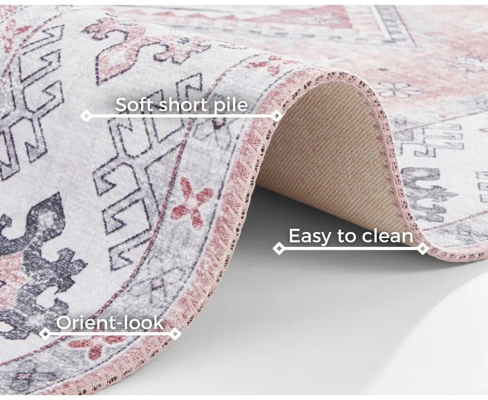 Svetloružový koberec Nouristan Gratia, 80 x 150 cm