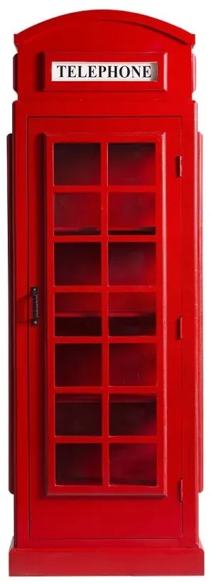 furniture-nabytek.cz - Masívna vitrína London police v červenej farbe, lakovaná, z mangového dreva – 64×40×185 cm