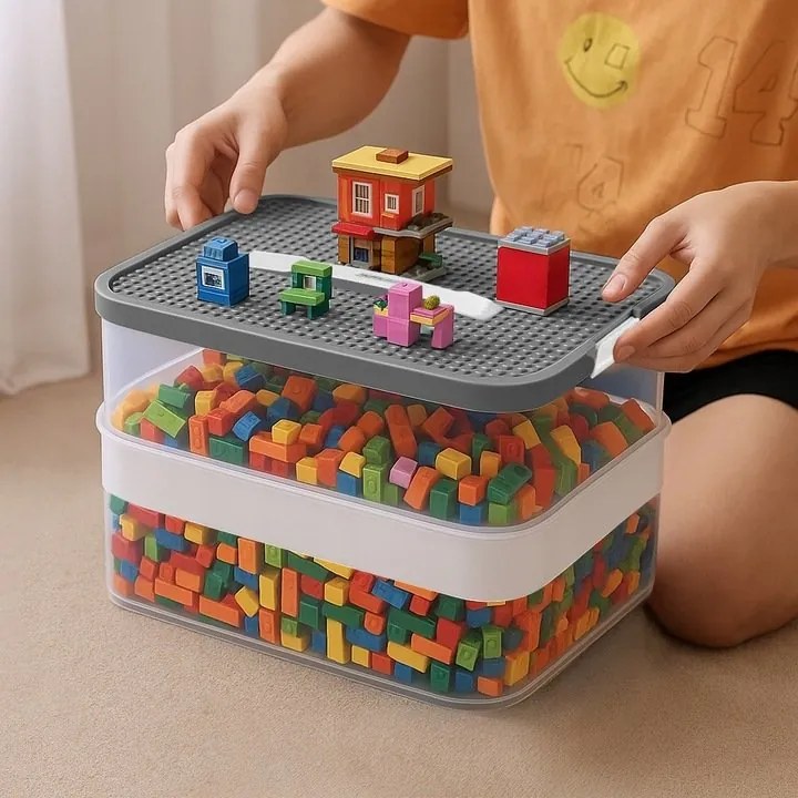 Kruzzel 25759 Úložný box na stavebnici, 35 l, 5 pater