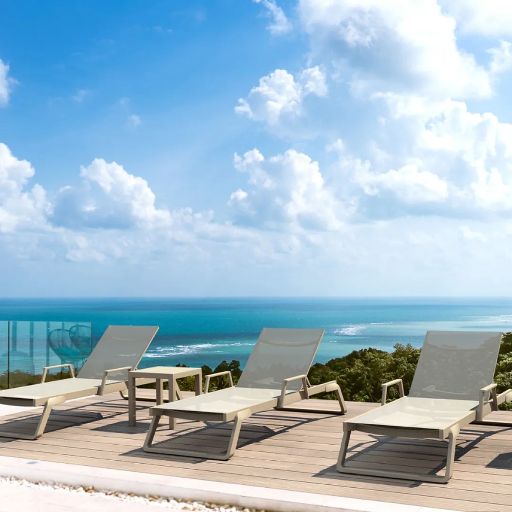 TROPIC ARM záhradné lehátko taupe/taupe