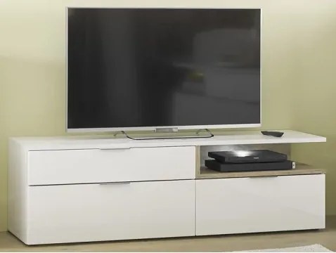 TV skrinka s osvetlením Beatrix, biela lesk/dub viking%