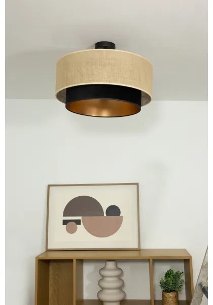 Prisadený luster SARTA 1xE27/60W/230V čierny/juta