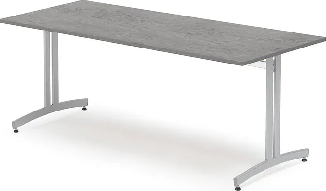 Jedálenský stôl, 1800x800 mm, tmavošedé linoleum, šedá farba