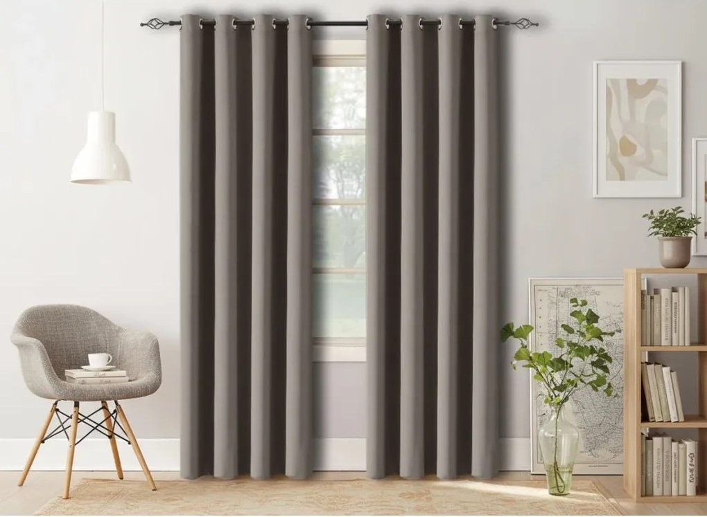 Sivo-hnedý záves OXFORD 140x250 cm Zavesenie: Kovové krúžky