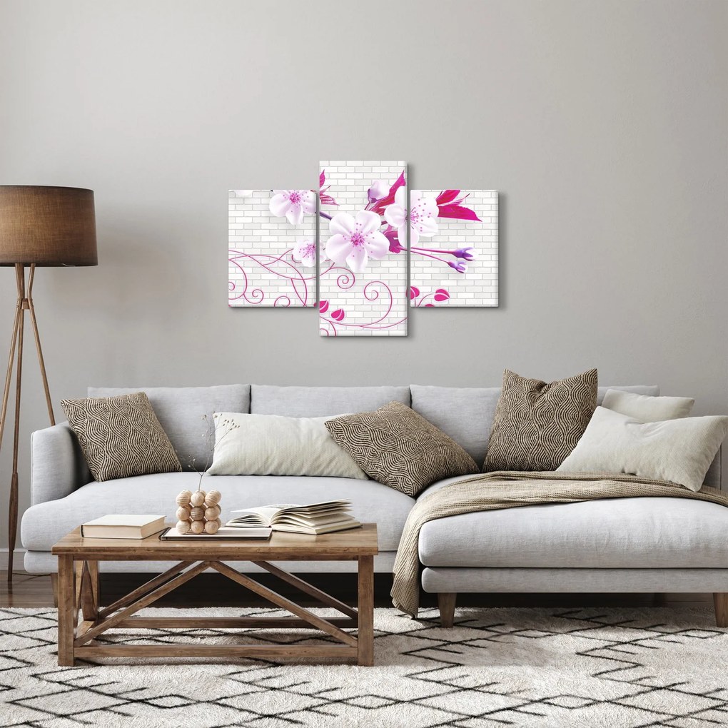 Obraz vetvičky s kvetmi (90x60 cm)