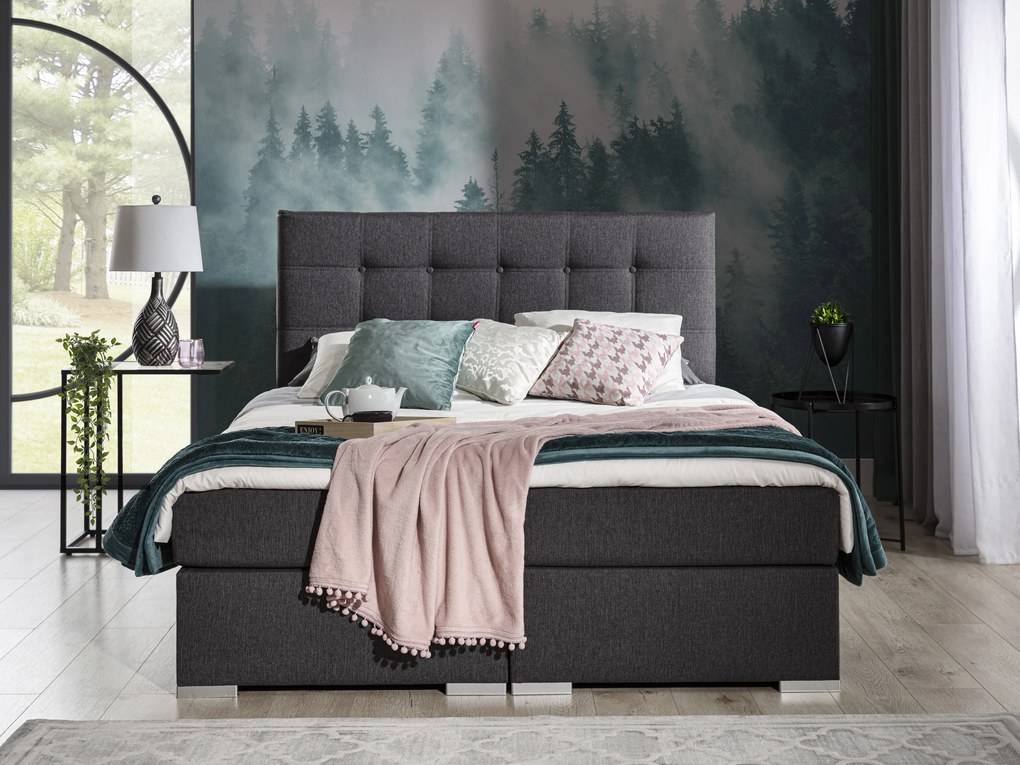Manželská posteľ Boxspring 180 cm Irma 01 (čierna). Akcia -10%. Vlastná spoľahlivá doprava až k Vám domov. 1044598
