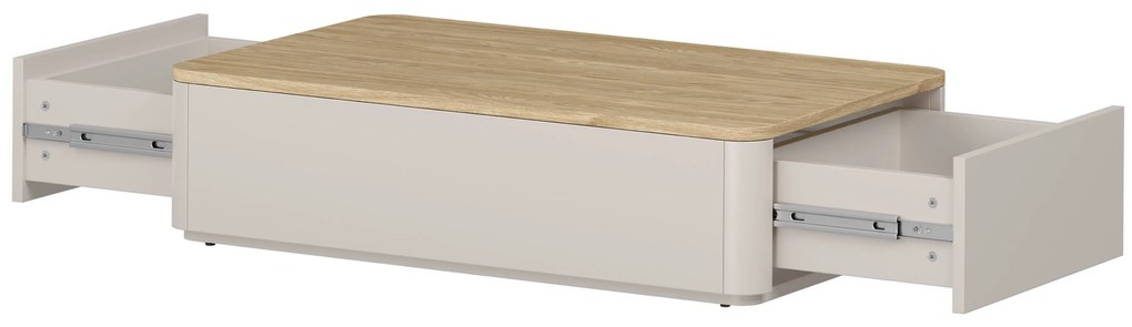 Konferenčný stolík so zásuvkami Elivo 100 cm - kašmír / olejovaný dub