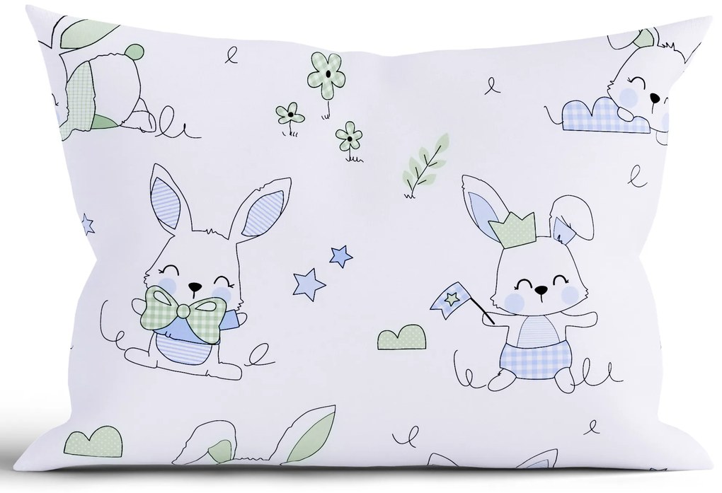 Bavlnená obliečka na vankúš Renforcé 50 × 70 cm - Zajačikovia modré