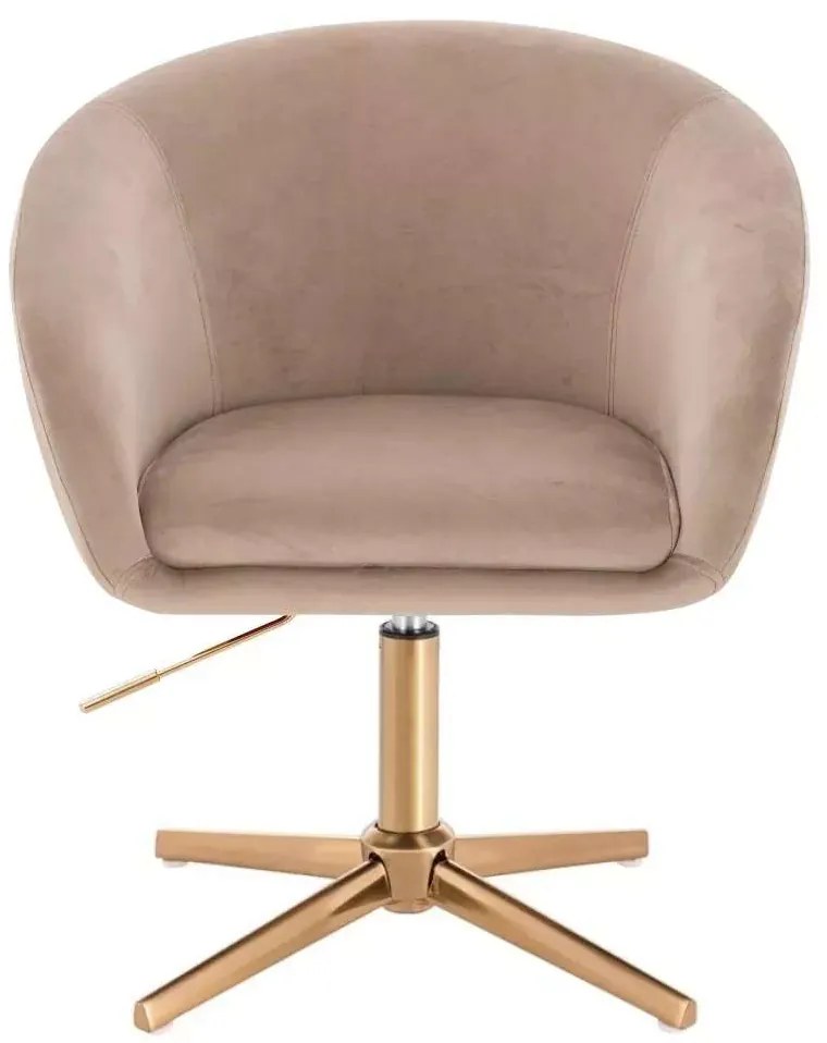 LuxuryForm DESIGN Stolička VENICE VELUR na zlatom kríži - latte