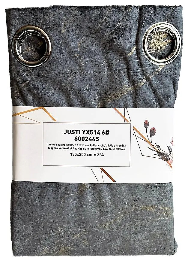 Záves na krúžkoch Velvet Justi YX514/6 135x250 cm sivý