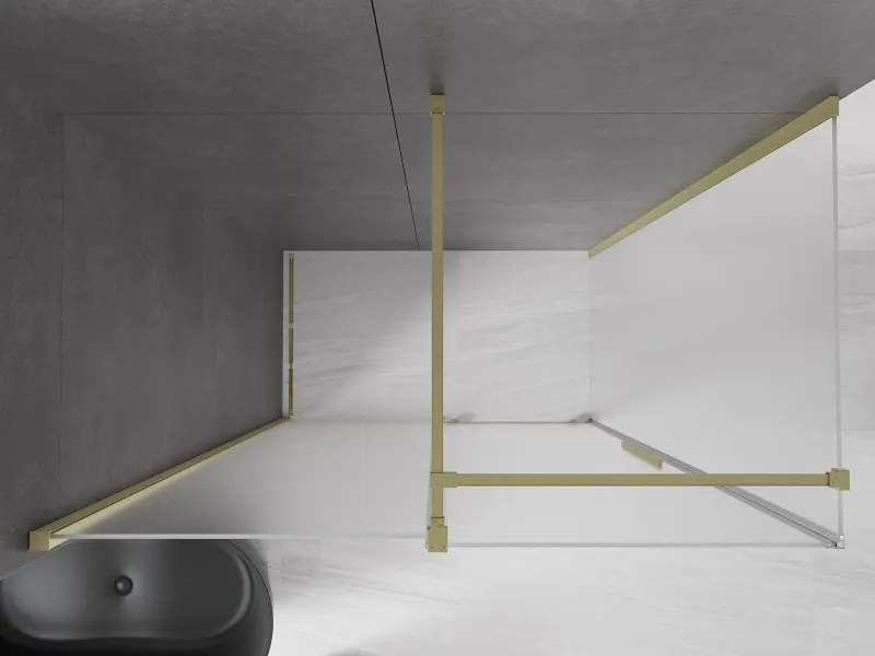 Mexen Velar, sprchový kút s posuvnými dverami 140 x 80 cm, 8mm sklo námraza, zlatá matná, 871-140-080-31-55