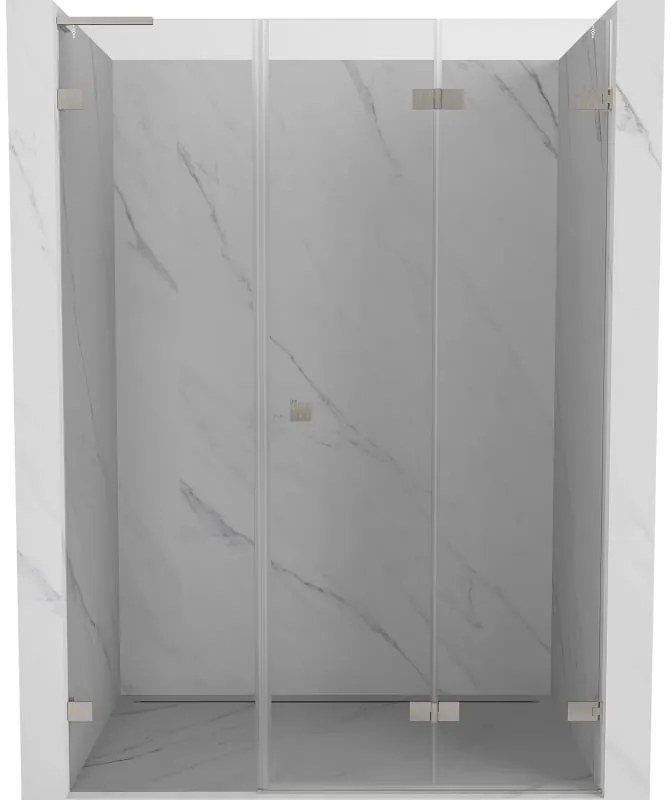 Mexen Lunar-F, L pravé sklápacie sprchové dvere 150 cm, 8mm číre sklo, oceľový profil, 836SL-150-050-97-00-P