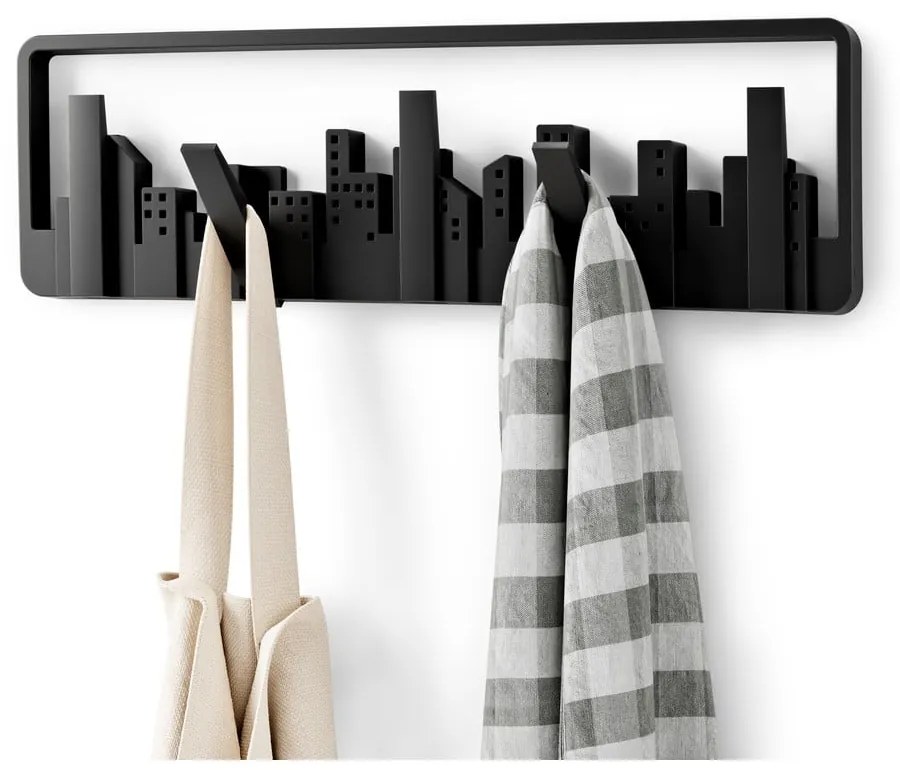 Čierny plastový nástenný vešiak Skyline - Umbra