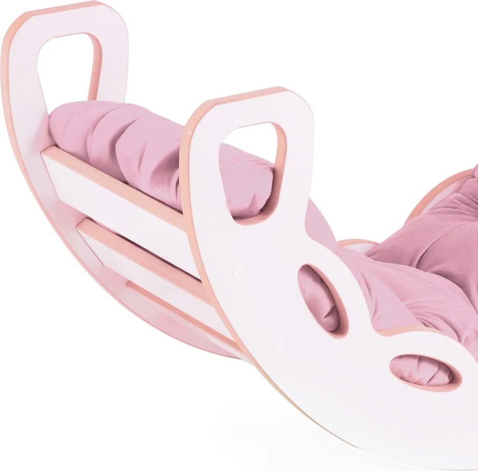 Multifunkčná detská súprava 4v1 – hojdačka, šmykľavka a vankúš ružová