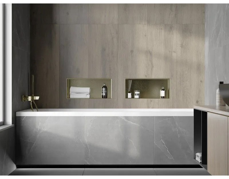 Mexen X-Wall-NR, polička na zapustenie pod obklad bez goliera 45 x 20 cm, zlatá lesklá, 1951452010