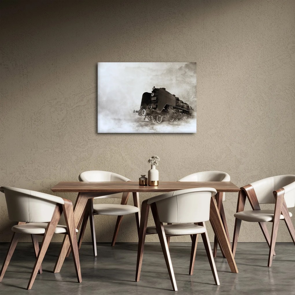 Obraz - Vlak v hmle (70x50 cm)