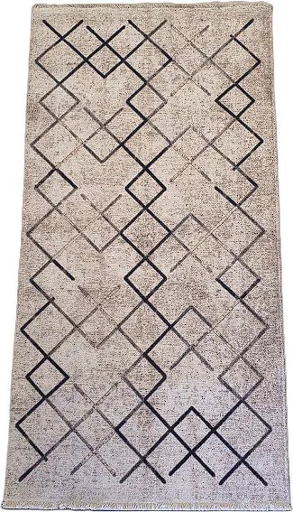 Moderný béžový koberec Banco 1126-BEIGE s geometrickým vzorom štvorcov Rozmer: 60x110 cm