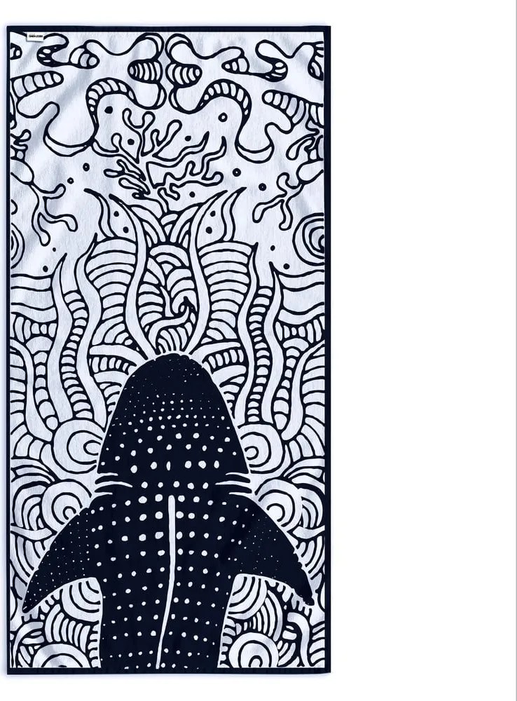 Tmavomodrá plážová osuška 90x180 cm Shark - DecoKing