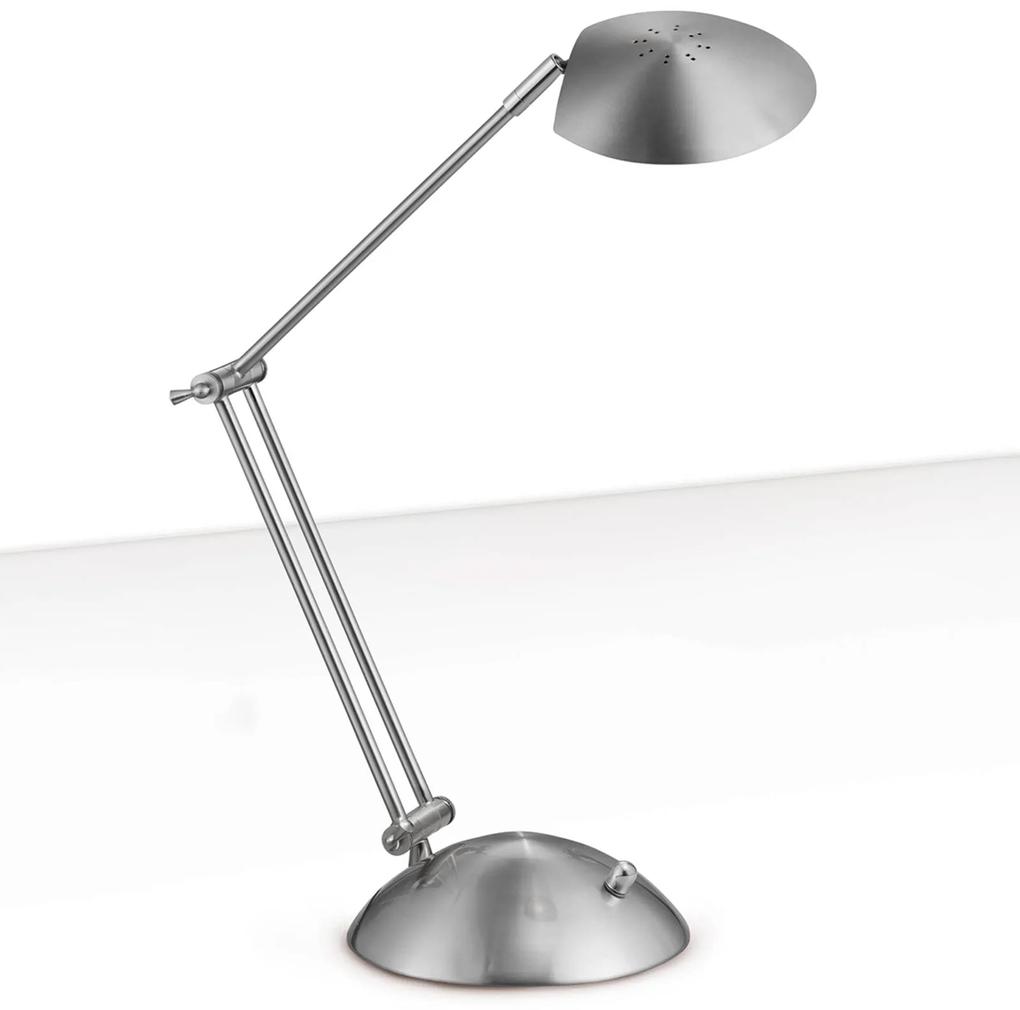 LED lampa na písací stôl Calcio, matný nikel