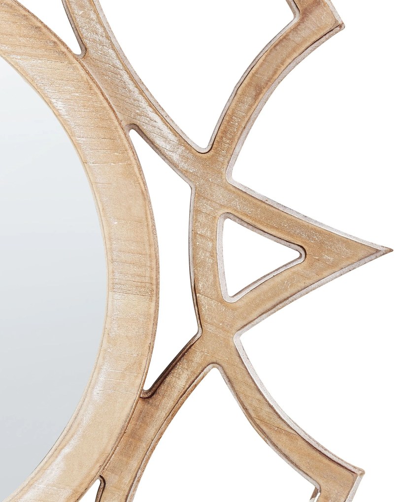 Okrúhle nástenné zrkadlo ø 60 cm svetlé drevo ZAPOPAN Beliani
