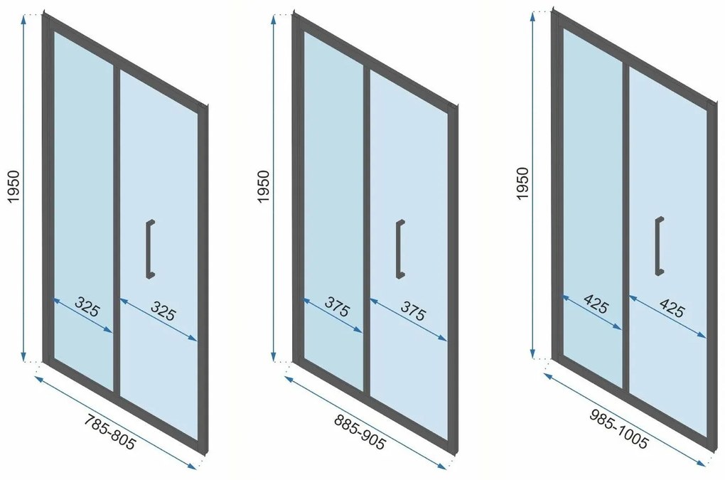 Rea Rapid Fold, 3-stenový sprchovací kút 100 (dvere) x 100 (stena) x 100 (stena) x 195 cm, 6/4mm číre sklo, zlatý lesklý profil, KPL-09408