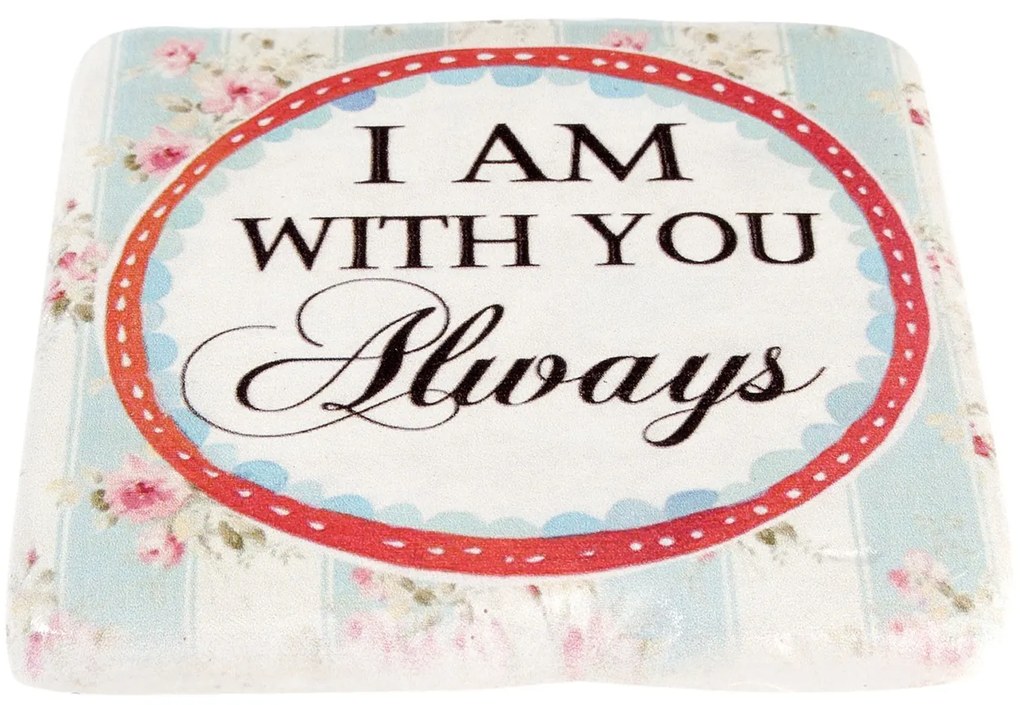 Keramický podtácek s ružami a nápisom Always - 9 * 1 * 9 cm