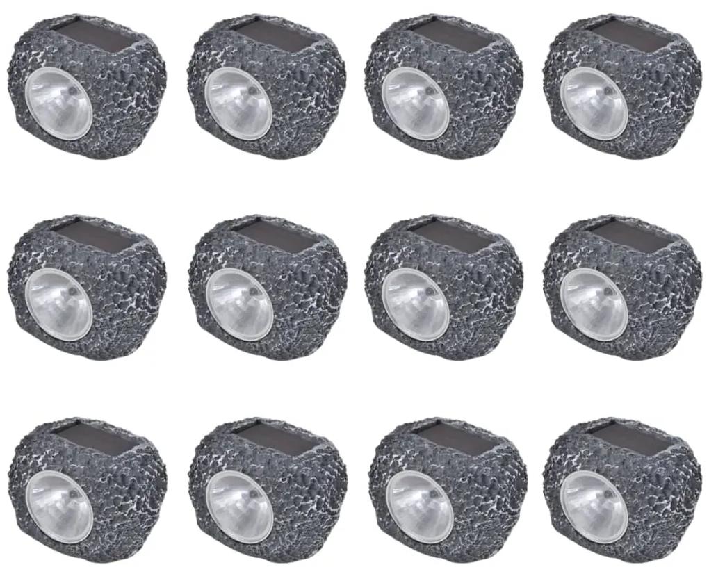 vidaXL Vonkajšie solárne LED bodovky v tvare kameňa 12 ks