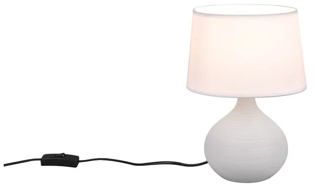 Bielo-hnedá stolová lampa z keramiky a tkaniny Trio Martin, výška 29 cm