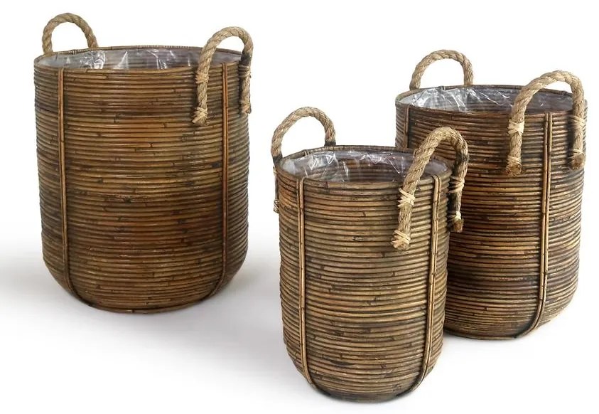 Kvetináč Kika L Rattan/Rope/Plastic 50x45