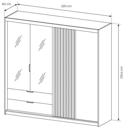 Šatníková skriňa Tallin 220 (dub artisan + antracit). Vlastná spoľahlivá doprava až k Vám domov. 1071398