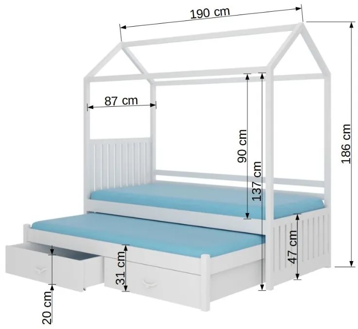 DETSKÁ DOMČEKOVÁ POSTEĽ ELA 180x80 JELŠA