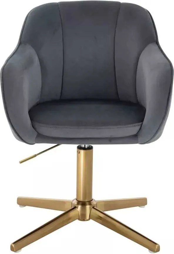 LuxuryForm DESIGN Stolička AVOLA VELUR na zlatom kríži - tmavo šedá