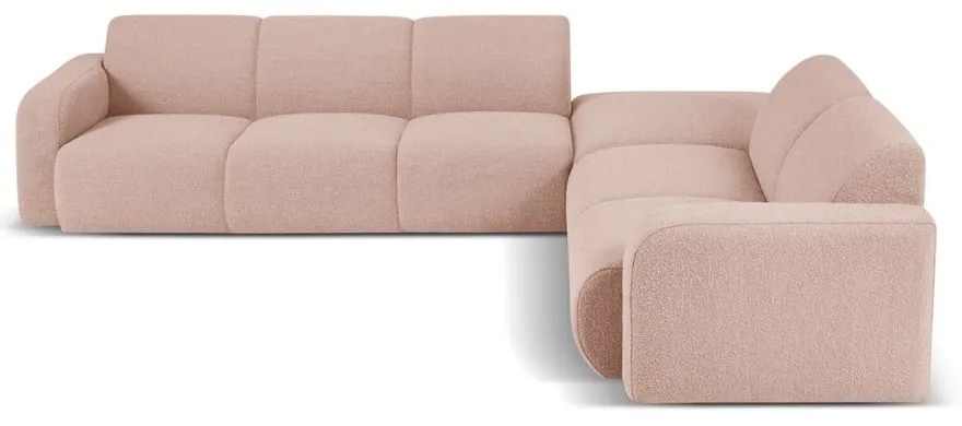Ružová rohová pohovka z textílie bouclé (pravý roh) Molino – Micadoni Home