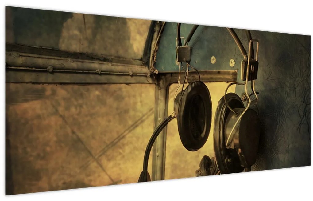 Obraz - Vintage letecké slúchadlá (120x50 cm)