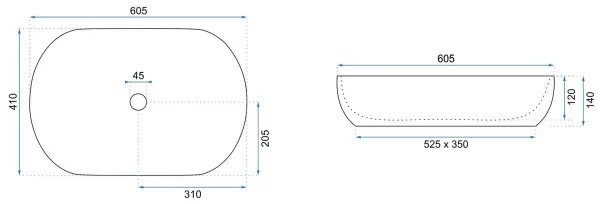 REA-U0024 - Umývadlo na dosku CLEO 41x60,5 cm keramika/lesklá biela