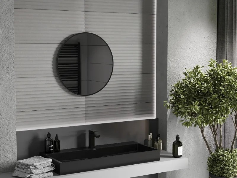 Mexen Loft okrúhle kúpeľňové zrkadlo 60 cm, čierny rám - 9850-060-060-000-70