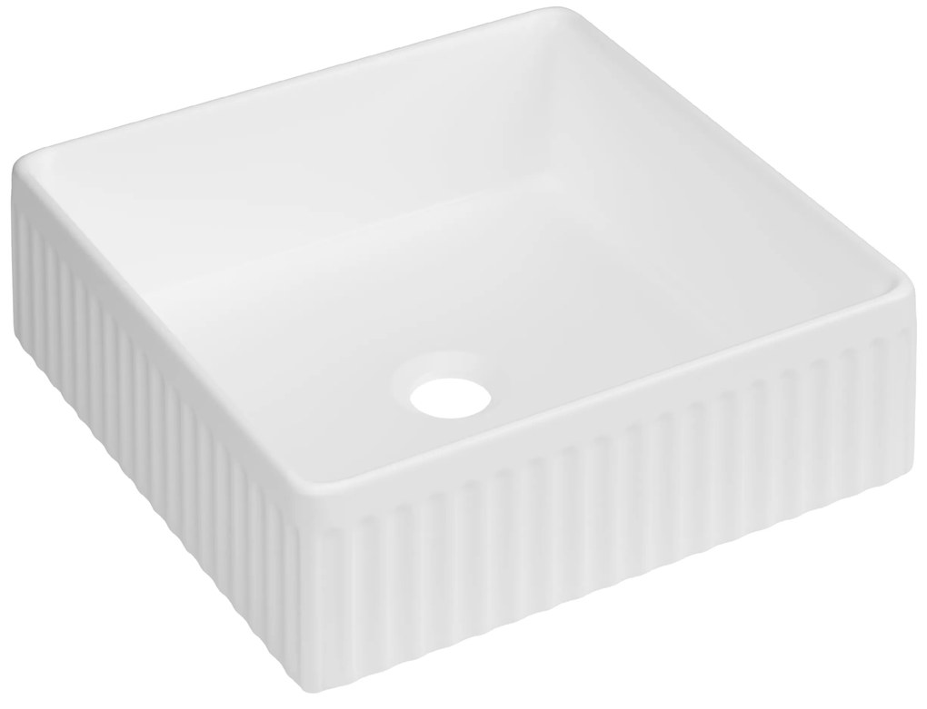 Invena Invena, štvorcové keramické umývadlo 365x365x120 mm, biela lesklá, INV-CE-63-K01-L