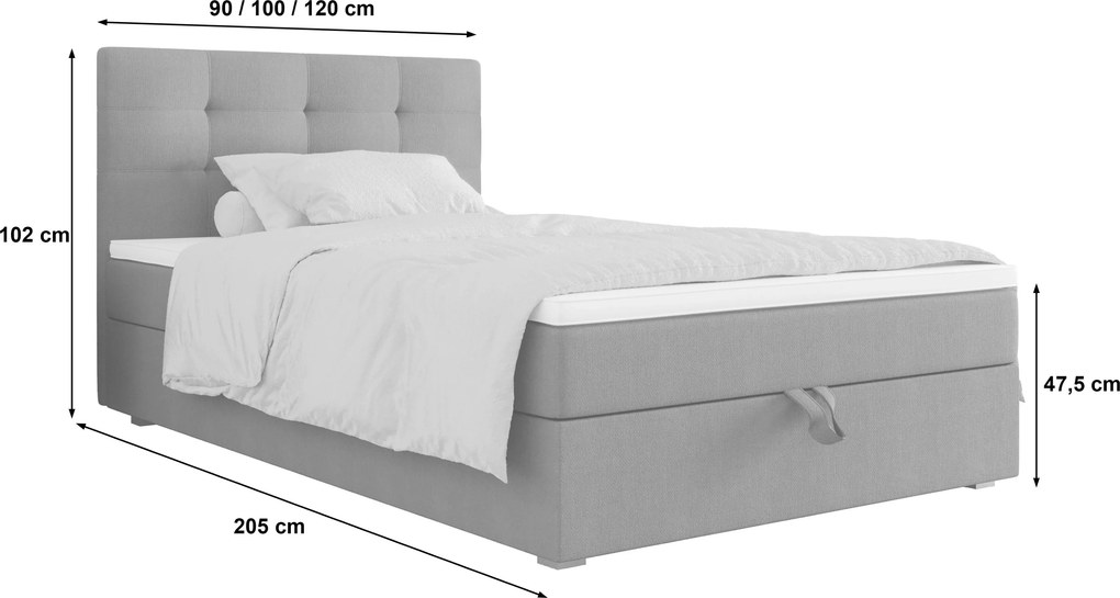 Jednolôžková posteľ 120x200 STIG 8 s úložným priestorom - šedá