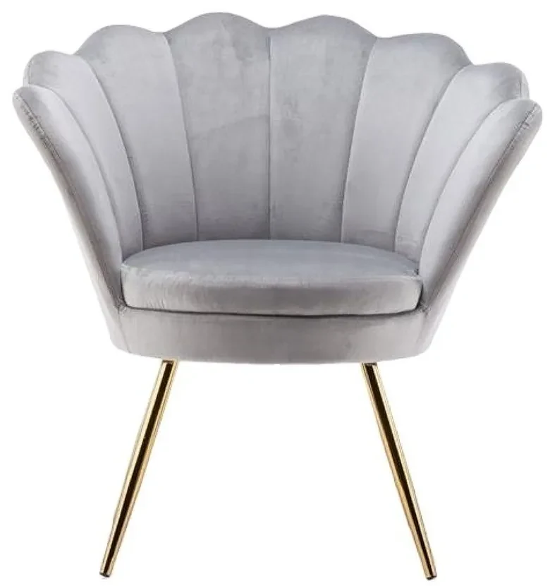 LuxuryForm DESIGN Kreslo FREY VELUR so zlatými nohami - svetlo šedé