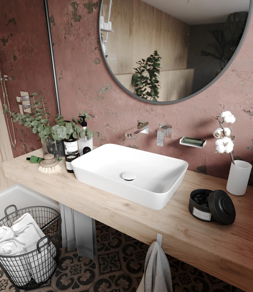 Deante Umývadlo na dosku Tess 60x40 cm - CDS 6U6S, keramika, biela