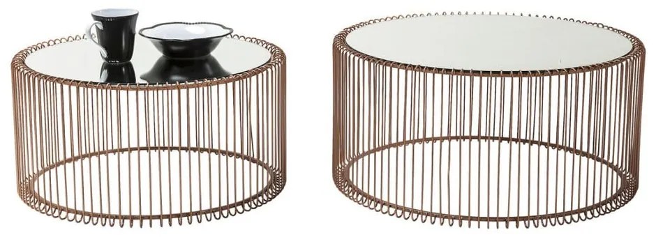 Okrúhle konferenčné stolíky v súprave 2 ks v medenej farbe ø 69,5 cm Wire Big – Kare Design